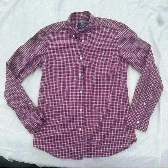Vineyard Vines Blue and Red Tartan Button Down Classic Fit Shirt, Size XS - Picture 1 of 6